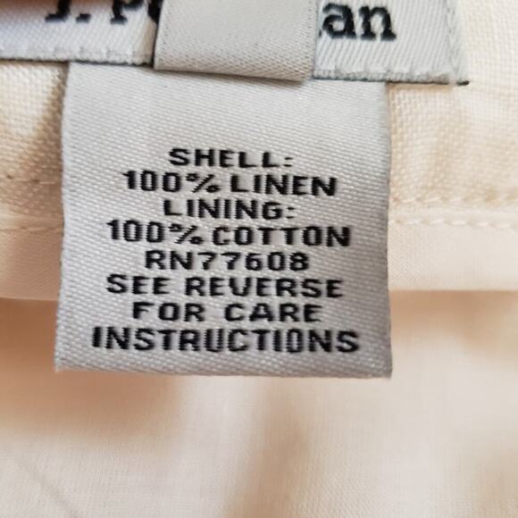 J. Peterman Cream/Beige Linen Mock Wrap Asymmetrical Flirty Skirt | Size 18 - Picture 6 of 7